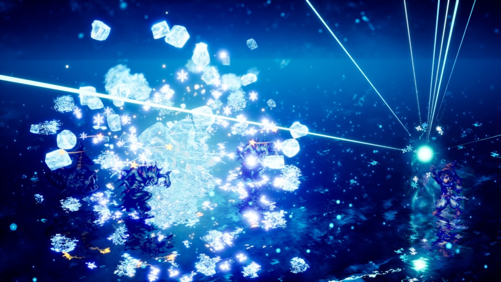 A Vision ability triggering an icy elemental burst in battle