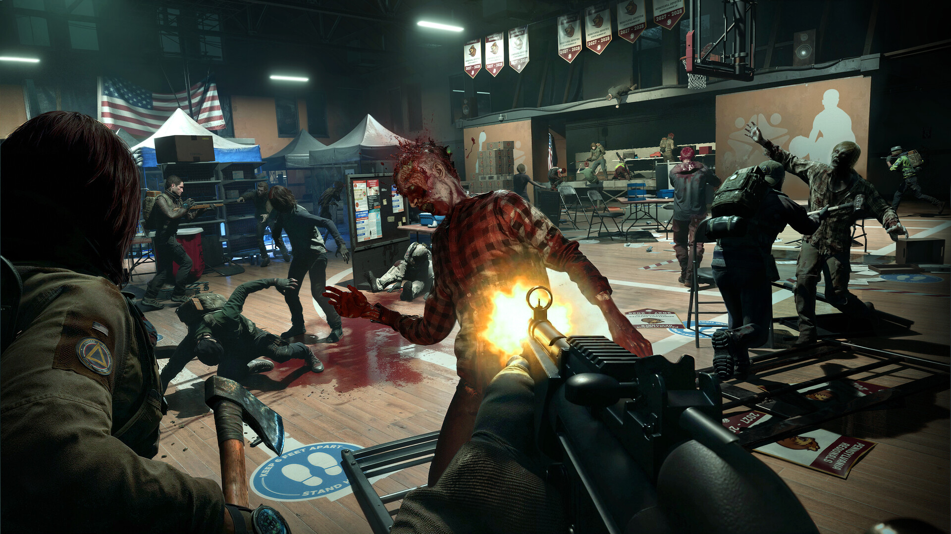 Survivors holding a position against approaching infected in No More Room in Hell 2